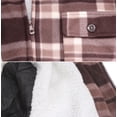 thumbnail image 2 of Men's Heavyweight Flannel Fleece Lined Plaid Sherpa Hoodie Jacket (MFJ116 Brown (No Hood), XL), 2 of 2