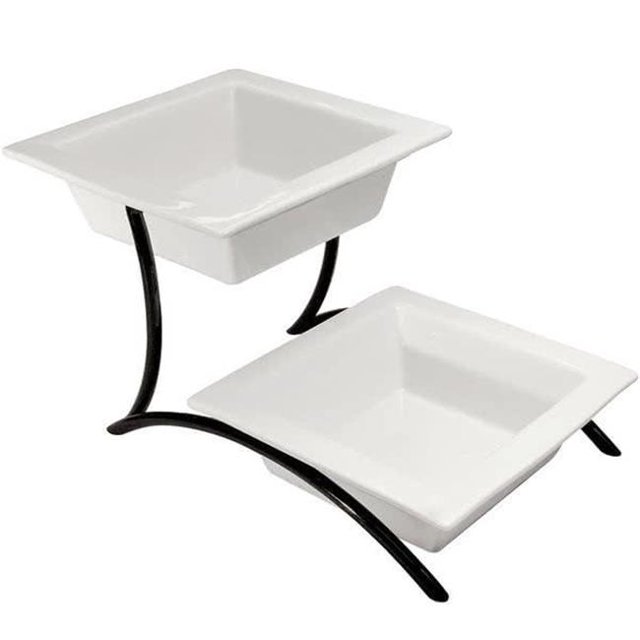 Cal Mil PP302-13 2 Tier Porcelain Bowl Display - Black