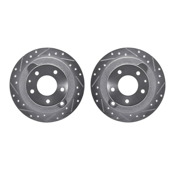 Dynamic Friction Company Rear Brake Rotors-Drilled and Slotted-Silver 7002-80076