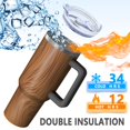 thumbnail image 5 of 40oz Tumbler with Handle and Straw, Vacuum Insulated Stainless Steel Travel Mug, Fits Car Cup Holder, Wood Print, 5 of 6