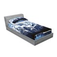 thumbnail image 2 of Ambesonne Scenery Fitted Sheet & Pillow Sham Set, Mountain with Snow View, Twinxl, Blue Grey Dark Blue, 2 of 2