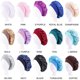 thumbnail image 3 of Nuevo Gorro de dormir de ala ancha liso de satén para mujer, gorro Unisex con banda elástica para la cabeza, gorro para el cuidado del cabello, gorro de noche, gorro de noche, 3 of 5