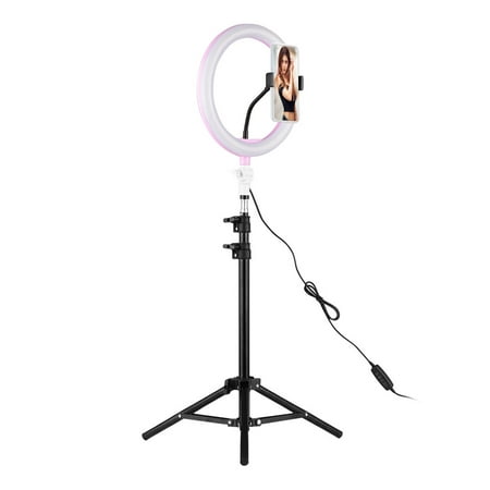 26cm/10 Inch LED Ring Light with Light Stand Universal Phone Holder Kit USB Powered with Wired Remote Control 10 Levels Brightness Day Light Cool White Warm White for YouTube Video Live Makeup (Best App For Saving Youtube Videos)