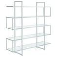 thumbnail image 2 of Stellar Modern Glass Bookshelf, 5-Tier Open Display Case, 59" Wide x 63" High, Chrome Frame with Clear Tempered Glass Shelves, 2 of 6