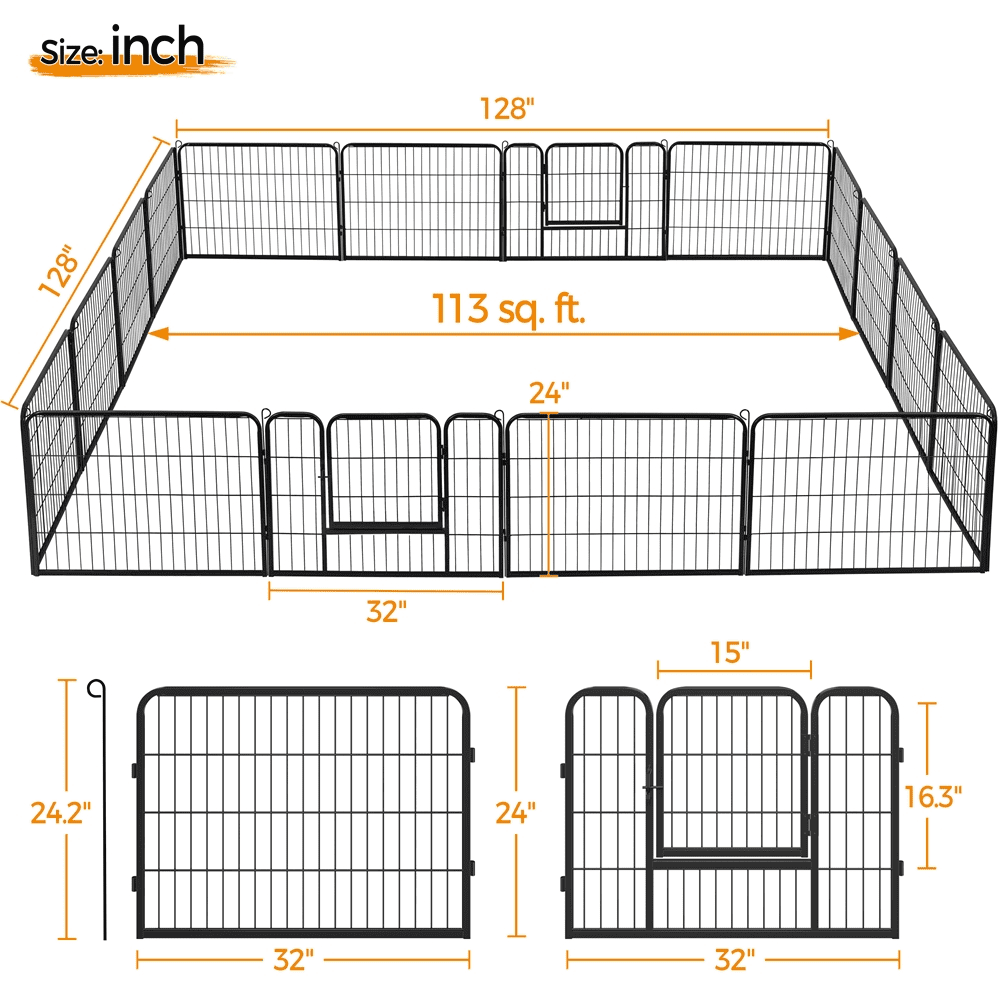 Alden Design Outdoor & Indoor Metal Dog Playpen, Black