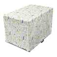 thumbnail image 1 of Floral Dog Crate Cover, Continuous Delicate Wild Flowers on Plain Backdrop, Easy to Use Pet Kennel Cover Small Dogs Puppies Kittens, 7 Sizes, Lime Green Violet, by Ambesonne, 1 of 6