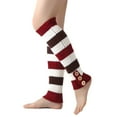 thumbnail image 1 of Women's Girls Leg Warmers, Color Striped Ribbed Knit Socks with Button Decor Party Accessories for Running Sports, 1 of 5