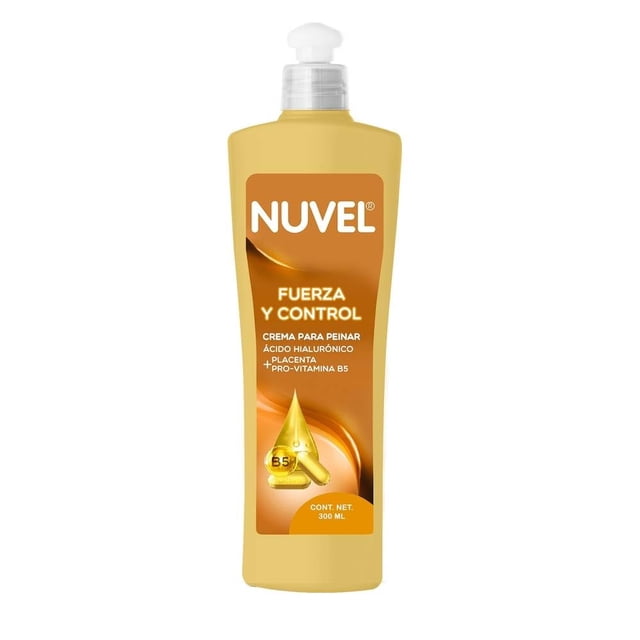 Crema para peinar Nuvel fuerza y control con ácido hialurónico + placenta y vitamina pro B5 300 ml