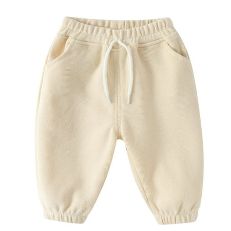 

Pimfylm Linen Boys Pants Baby Unisex Flexy Pants and Leggings Beige 18-24 Months