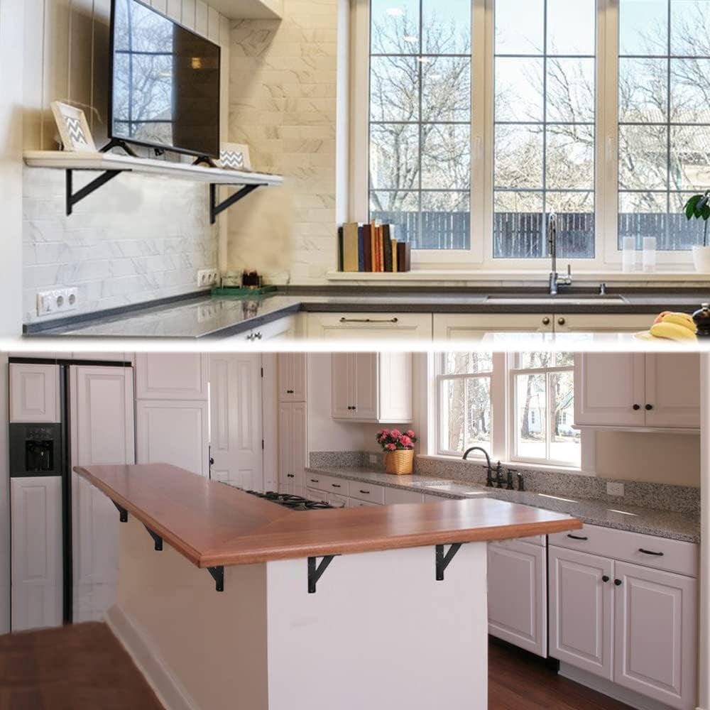 VANROUG 2Pcs Countertop Support Brackets 12"x 9" Heavy Duty Solid Floating Shelf Brackets, Corbels for Countertops Triangle Support Mantel Brackets 90 Degree
