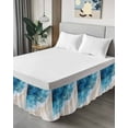 thumbnail image 4 of Ocean Beach Bed Skirt Queen Size 18" Drop Blue Gradient Waves Summer Coastal Ruffled Wrap Around Bed Skirts Adjustable Elastic Bedskirt Dust Ruffle for Queen Size Bed, 4 of 7