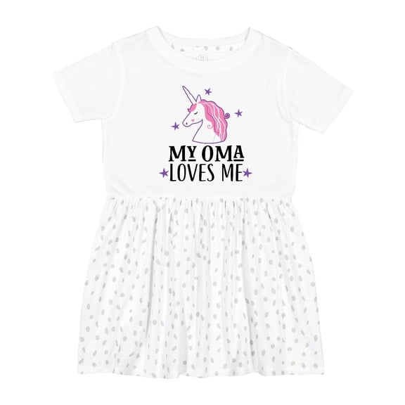 Inktastic My Oma Loves Me Girl Unicorn Girls Toddler Dress