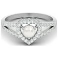 thumbnail image 1 of 0,83 Ct Perles Rondes en Forme de Cœur en Argent Sterling 925 Solitaire avec Accent Anneau Fendu Bagues de Mariage, 1 of 3