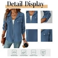 thumbnail image 5 of Women’s Jackets Fall Long Sleeve Lapel Zipper Pocket Button Street Style Casual Chic Motorcycle Coat S-2XL, 5 of 7