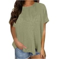 thumbnail image 1 of Timegard Tops for Women Summer Ribbed Crewneck Short Sleeve Basic Tee Casual Loose Shirts Tops blouse, 1 of 7