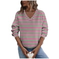 thumbnail image 2 of Women's Daily Print V Neck Regular Sleeve Casual Winter Fleece Sweatshirt Top, 2 of 6