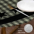 thumbnail image 3 of Sage Green Black Plaid Round Tablecloth, Fitted Table Cover with Elastic for 55"-60" Round Tables, Vintage Star Buffalo Check Rustic Table Cloth Outdoor Indoor Dinning Party Waterproof Tablecloths, 3 of 7