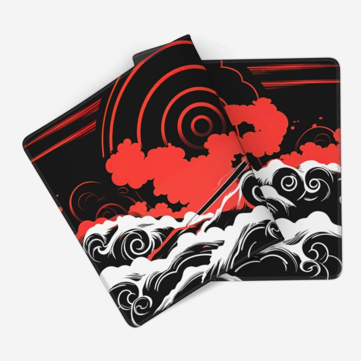 Japanese Samurai Cool Anime Red and Black Mouse Pad Extended XXXL 35.4" x 15.7" Desk Pad with Stitched Edges, Non Slip Rubber Base Gaming Keyboard Mouse Mat for Home Computer Office Laptop
