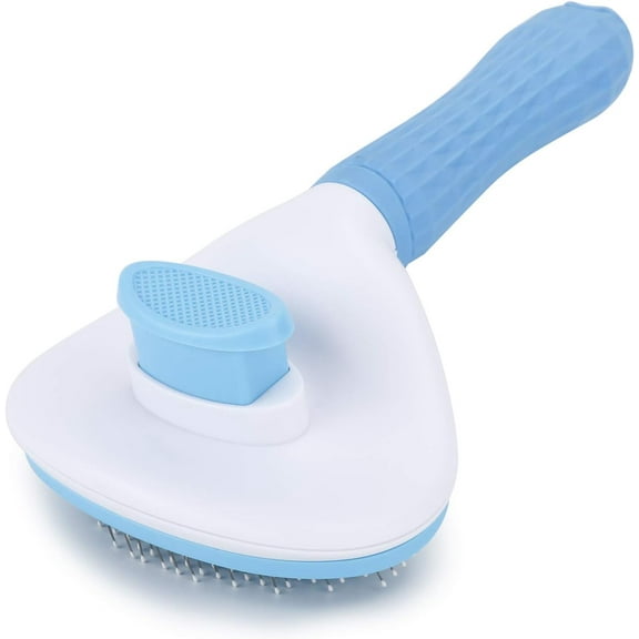 Depets Shedding & Massaging One-Click Cleaning Brush for Cats & Dogs, Blue