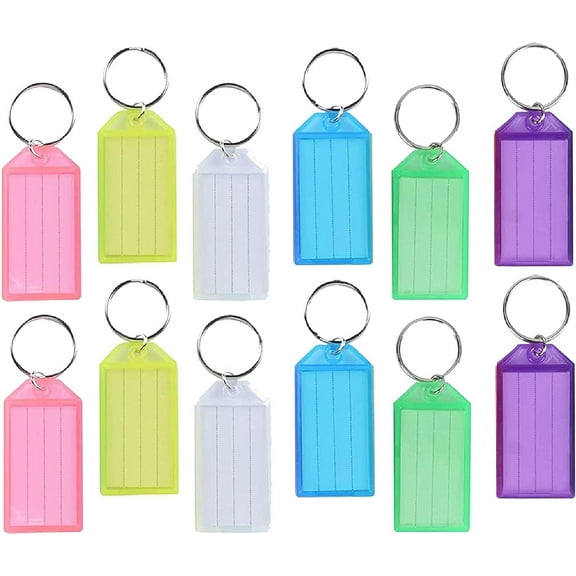 25 Pieces - Large Key Fobs Assorted 6 Colours - ID Label Keychain Luggage Address Identify Office Home Shop Key Organize Key Rings Click Tags