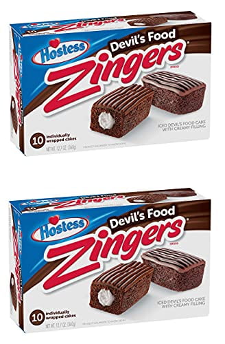 Hostess Iced Devil's Food Zingers | 12.7 Ounce | 10 Count | Pack of 2 (20 T