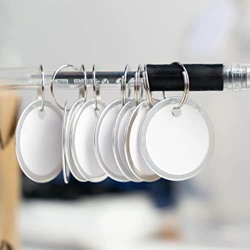 180 Pieces Metal Rim Tags Key Tags Round Paper Tags with Metal Rings for Car Keys and Door Keys,White