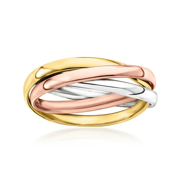 Ross-Simons Italian 14kt Tri-Colored Gold Crisscross Ring, Women's, Adult