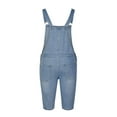 thumbnail image 4 of HOOMEUMY Men's Summer Denim Shorts Overalls Suspenders Loose Fit Baggy Ripped Hole Jeans Overalls Rompers Bib Overalls Shorts Blue XXL, 4 of 8