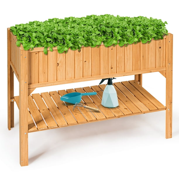 Raised Garden Bed Elevated Planter Box, Wood For Garden Box