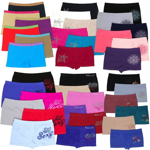 ToBeInStyle Women's Pack of 6 Mystery Seamless Microfiber Boyshorts - One Size