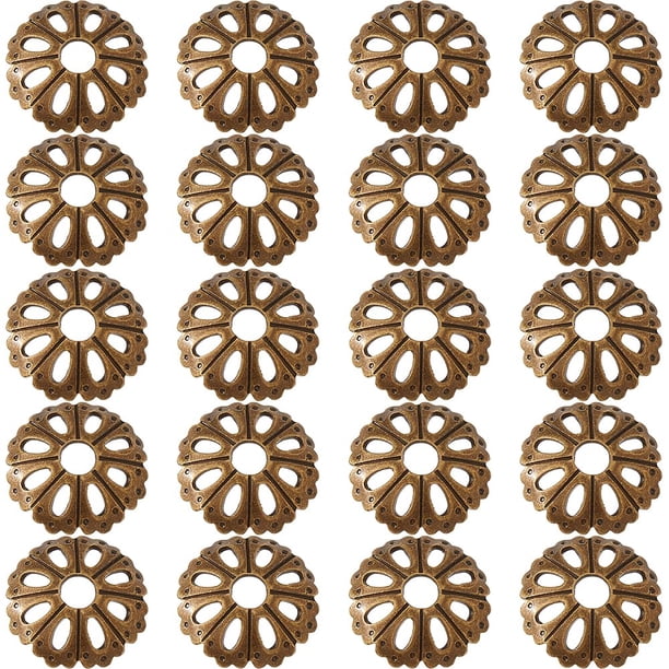 20 arandelas convexas redondas de latón para placa trasera, decoración clásica de muebles, pomo de armario de metal para diseño de interiores, puertas, muebles, armarios, bronce