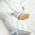 thumbnail image 3 of Dotty Fish Toddler Suede Slippers - Non-Slip, Soft Fleece-Lined – Pale Gray, 18-24 Months, 3 of 6