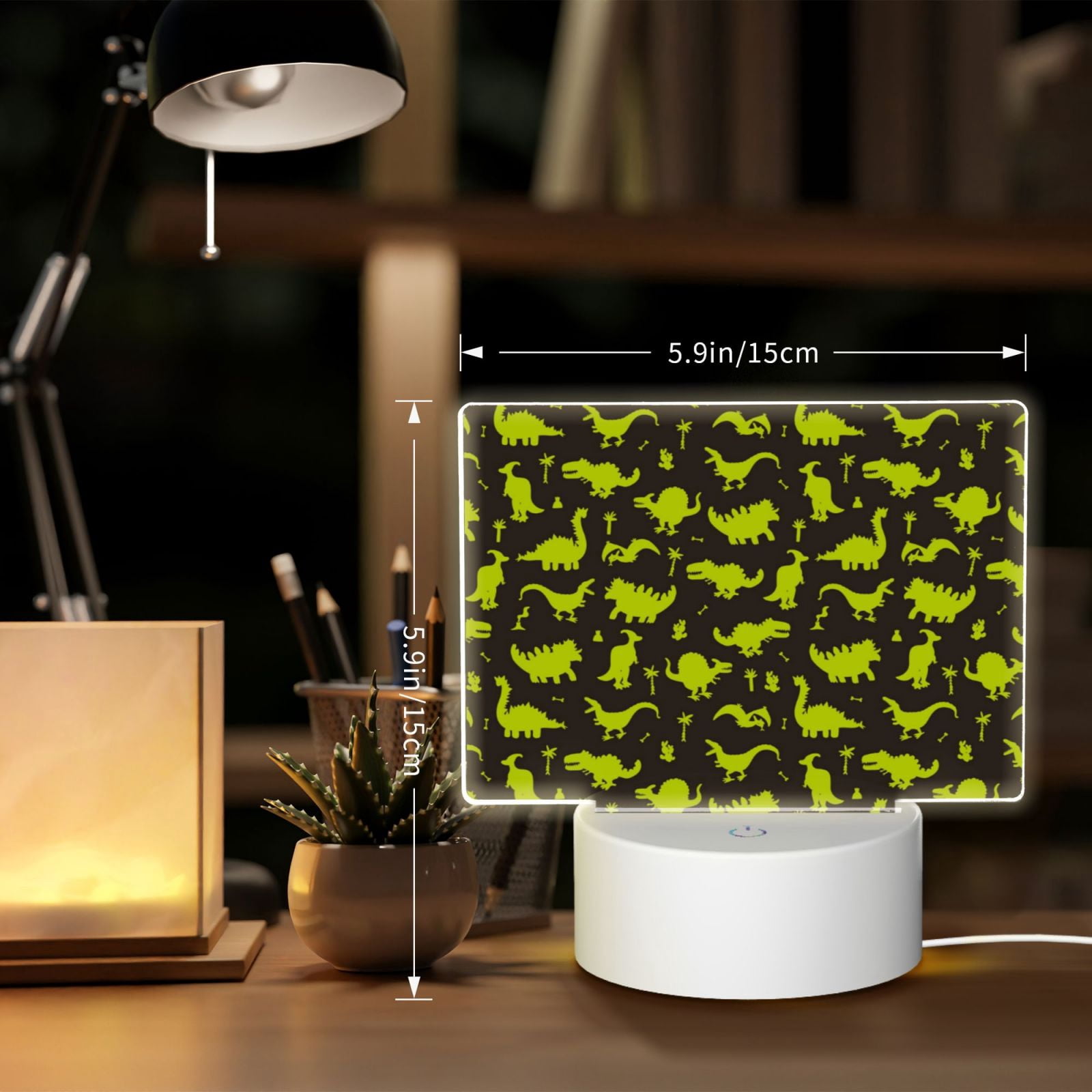 Vsdgher Cute Dinosaurs (2) Rectangular Acrylic Night Light Acrylic Sleep Night Light Friend Gifts for Birthday Gifts for Women Teens Boys Girls