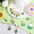 thumbnail image 4 of 1 Box 1 Set Cauldron/Beer/Flower Alloy Enamel Pendant Locking Stitch Markers Crochet Leverback Hoop Charms Lime Green 1.9~5.5cm 14 style 1pc/style 14pcs/set, 4 of 6