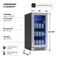 thumbnail image 3 of Zephyr Brisas Refrigerador de bebidas delgado de 15 pulgadas de una sola zona debajo del mostrador - Mini refrigerador estrecho para vino y bebidas Gabinete pequeño Refrigerador de vino Barra para el, 3 of 5