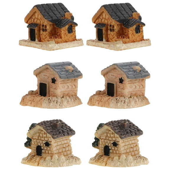 HOMEMAXS 6pcs Miniature Villa Figurines Tiny Resin House Statue Dollhouse Village House Models For Micro Landscape Bonsai Terrarium Decor Fairy Garden Accessories