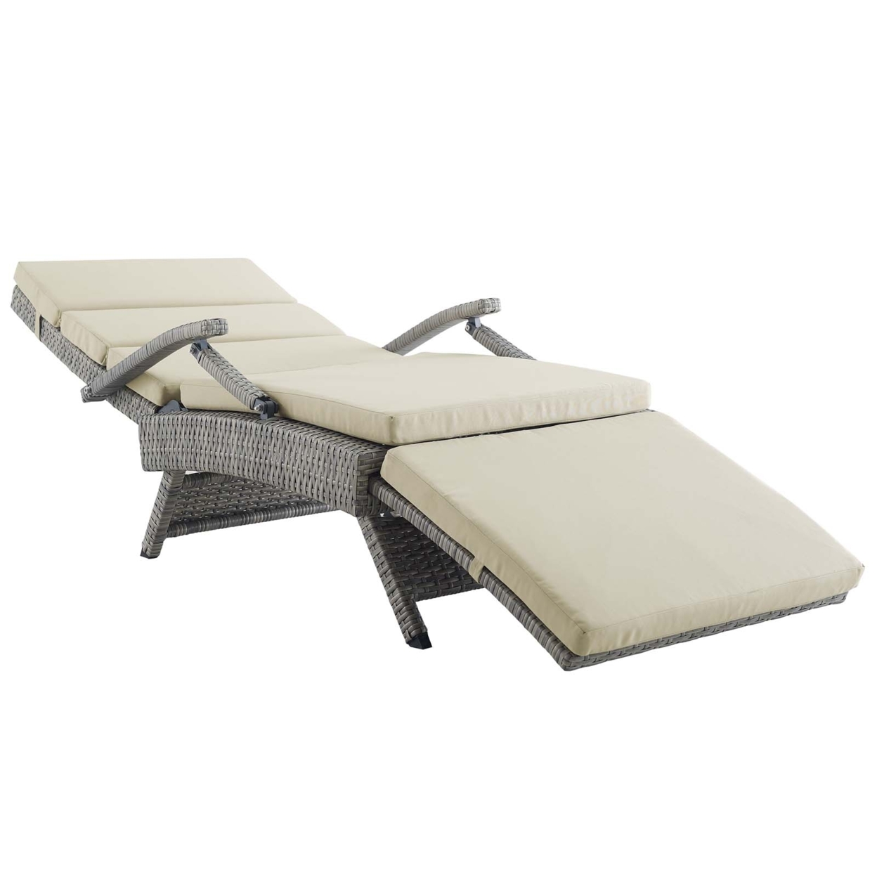 Envisage Chaise Outdoor Patio Wicker Rattan Lounge ChairLight Gray Beige - image 5 of 7