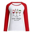 thumbnail image 4 of Fesfesfes Ugly Xmas Sweater Women's Casual Round Neck Raglan Color Matching Christmas Wine Cup Print Long Sleeve T-Shirt Top Long Sleeve Round Neck Top / Shirt, 4 of 6