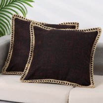 REGALWOVEN 1 Pair Linen Pillow Covers Solid Color Throw Pillow Covers for Living Room Sofa and Bedroom Black 18" x 18"