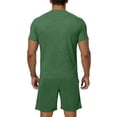 thumbnail image 4 of Camisetas de Manga Completa Hombres Bolsillo de Color Sólido Camiseta de Cuello Redondo de Manga Corta Abierta Completa con Pantalones Cortos de Cintura Elástica para Al Aire Libre, Casual, Uso Diari, 4 of 9