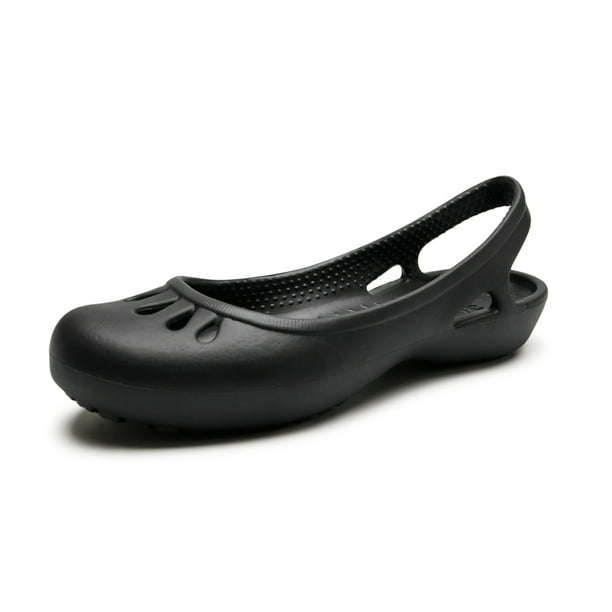 Sandalias Mujeres zapatos de jardín Eva no es deslizamiento Toe cerrado para la playa de la piscina (38) Negro