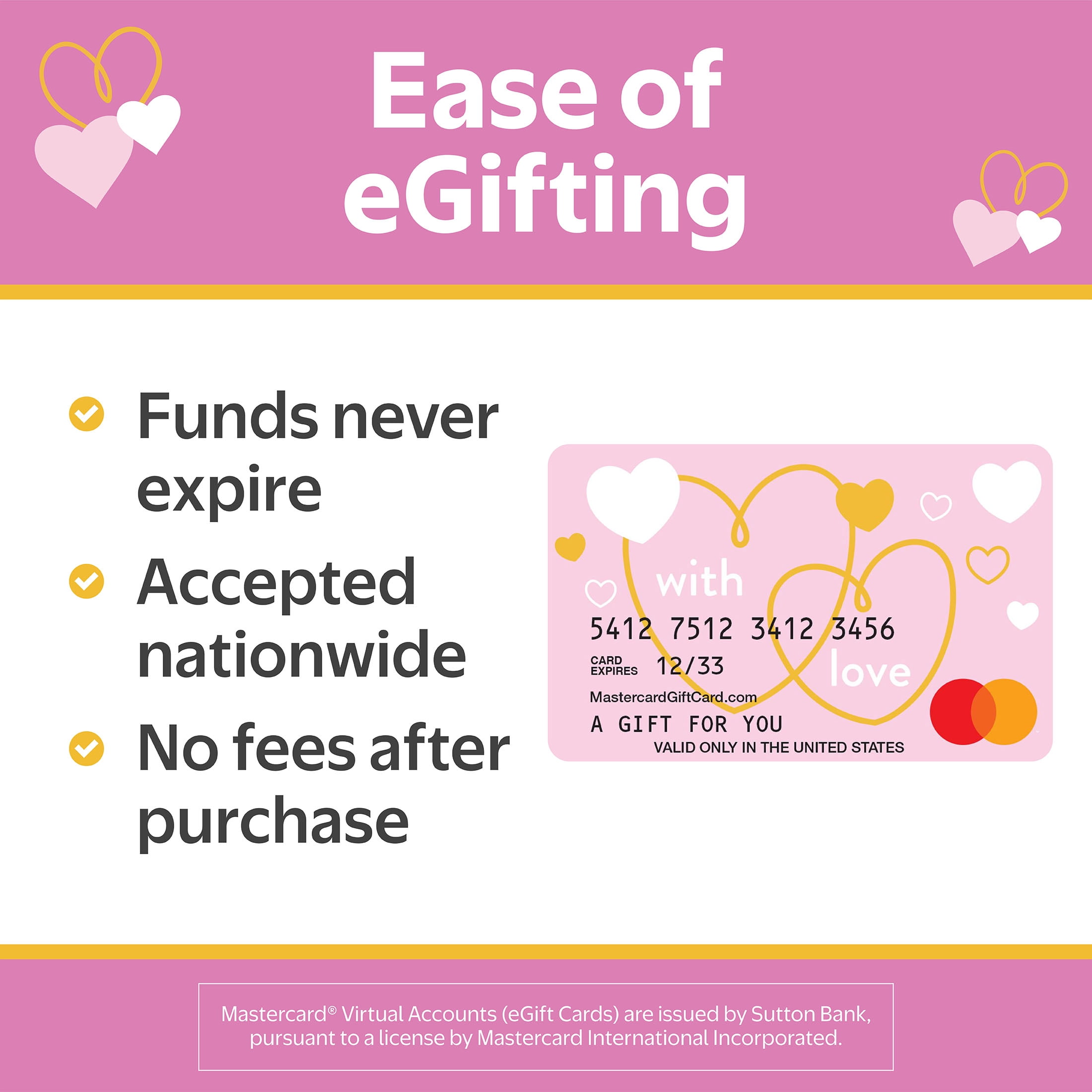 Mastercard® $20-$500 eGift Card Pink Love (Plus $6.84 Purchase Fee) [Email Delivery]