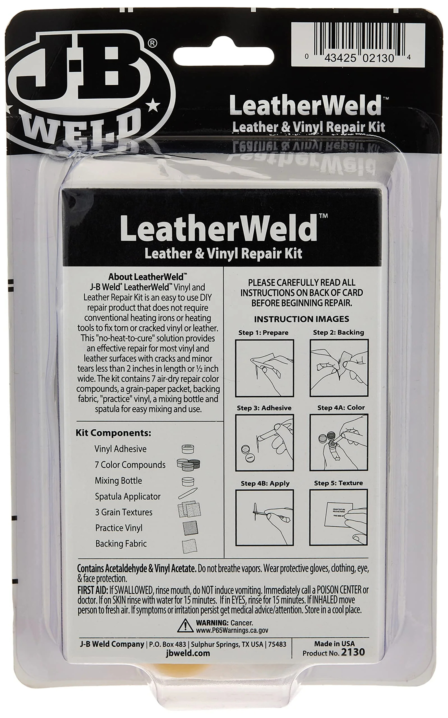 J-B Weld 2130 Vinyl and Leather Repair Kit, 2 fl. oz - image 2 of 2