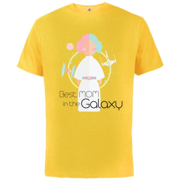 Star Wars Princess Leia Best Mom in the Galaxy - Short Sleeve Cotton T-Shirt for Adults - Customized-Yellow