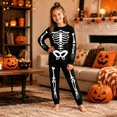 thumbnail image 6 of Tfken Girls Halloween Pajamas Outfit Set Skeleton Graphic Long Sleeve Tops Elastic Waist Pants Set Homewear Cute Sleepwear Loungewear Festival Toddler Classic Pjs Clothes Size 5-6 Years, 6 of 7