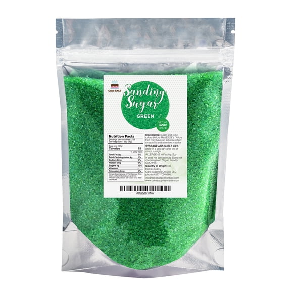 Cake S.O.S Green Sanding Sugar Dessert Sprinkles, 32 oz.