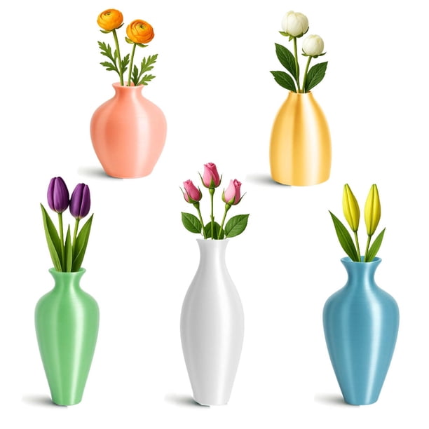 Jarrones pequeños Juego de imanes para refrigerador de 5 | Mini imanes de jarrón decorativos para nevera, oficina, taquilla | Fuerte sujeción magnética para notas, fotos | Linda decoración de cocina