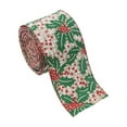 thumbnail image 2 of Fashion Linen Christmas Ribbon - 2m Decorative Fabric Ribbon with Holiday Print for Tree Decor, Home & Window Decoration, 2 of 3