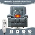 thumbnail image 5 of JONPONY Oversize Recliner Chair, Swivel Rocker Recliner Chair for Adults, Upholstered Manual Recliner with Side Pockets,Massage Swivel Rocker Recliner Chair for Living Room, Blue, 5 of 13