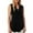 Black, variant on 3x Workout Tops Biking Crop Top Women's Solid Color Casual Sleeveless Pleated T Shirt with Chest Button Detail for Comfortable Everyday Wear